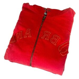G Brand Vintage Red Hooded Sweatshirt from Venice, Italy